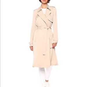 NEW Theory Optic White Oakland B Crepe Trench Med